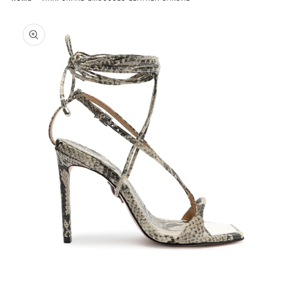 Schutz Vikki Snake-Embossed Leather Sandal heel